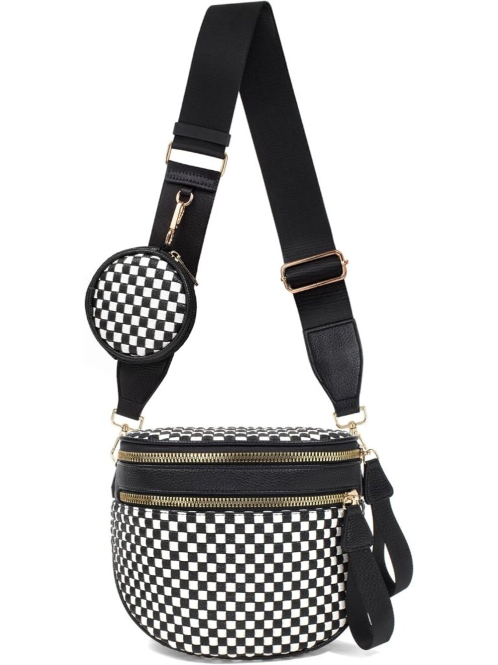 Large Woven Crossbody Bags for Women Checkered Sling Bag Purse Adjustable Strap